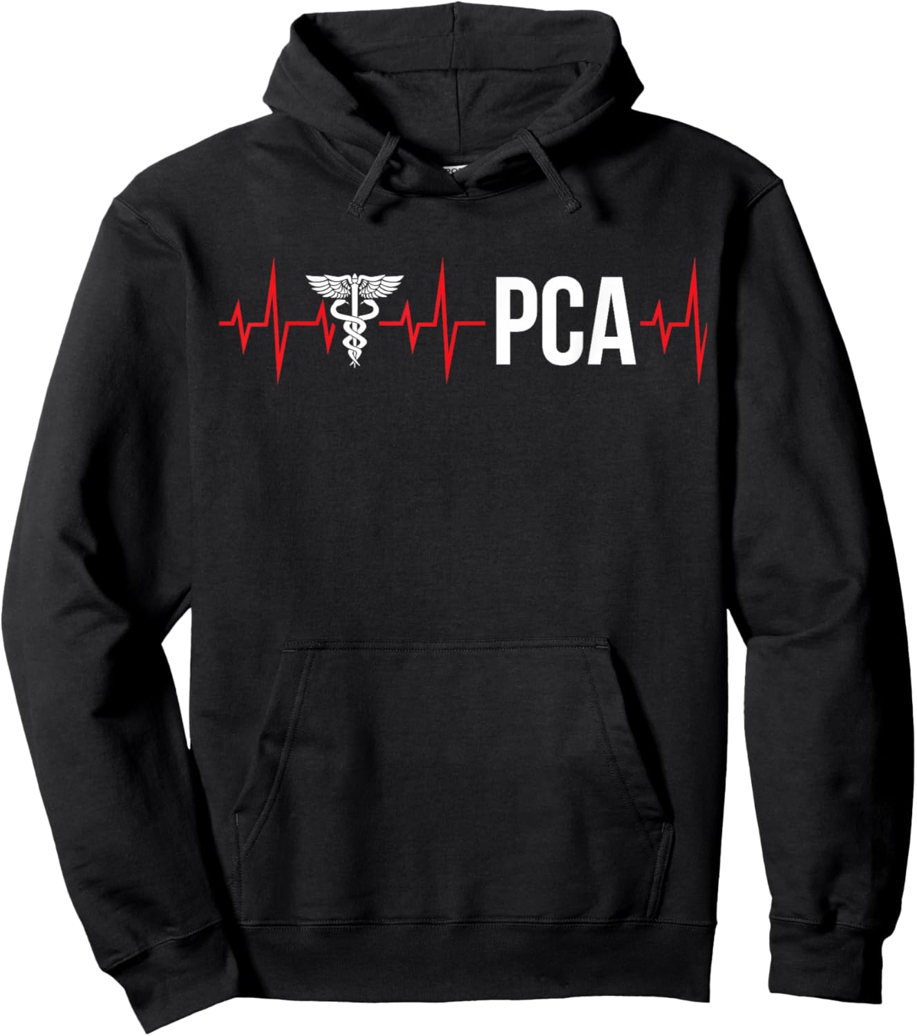 PCA Heartbeat Patient Care Assistant PCA Nurse Hoodie - Hoodie | Black