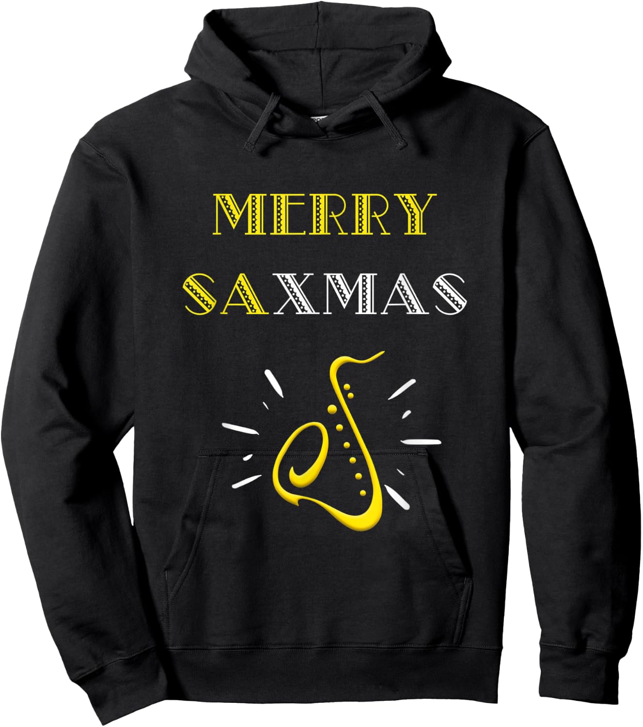 Merry SaXmas Funny Saxophone Art Design Logo Christmas Gift Hoodie - Hoodie | Black