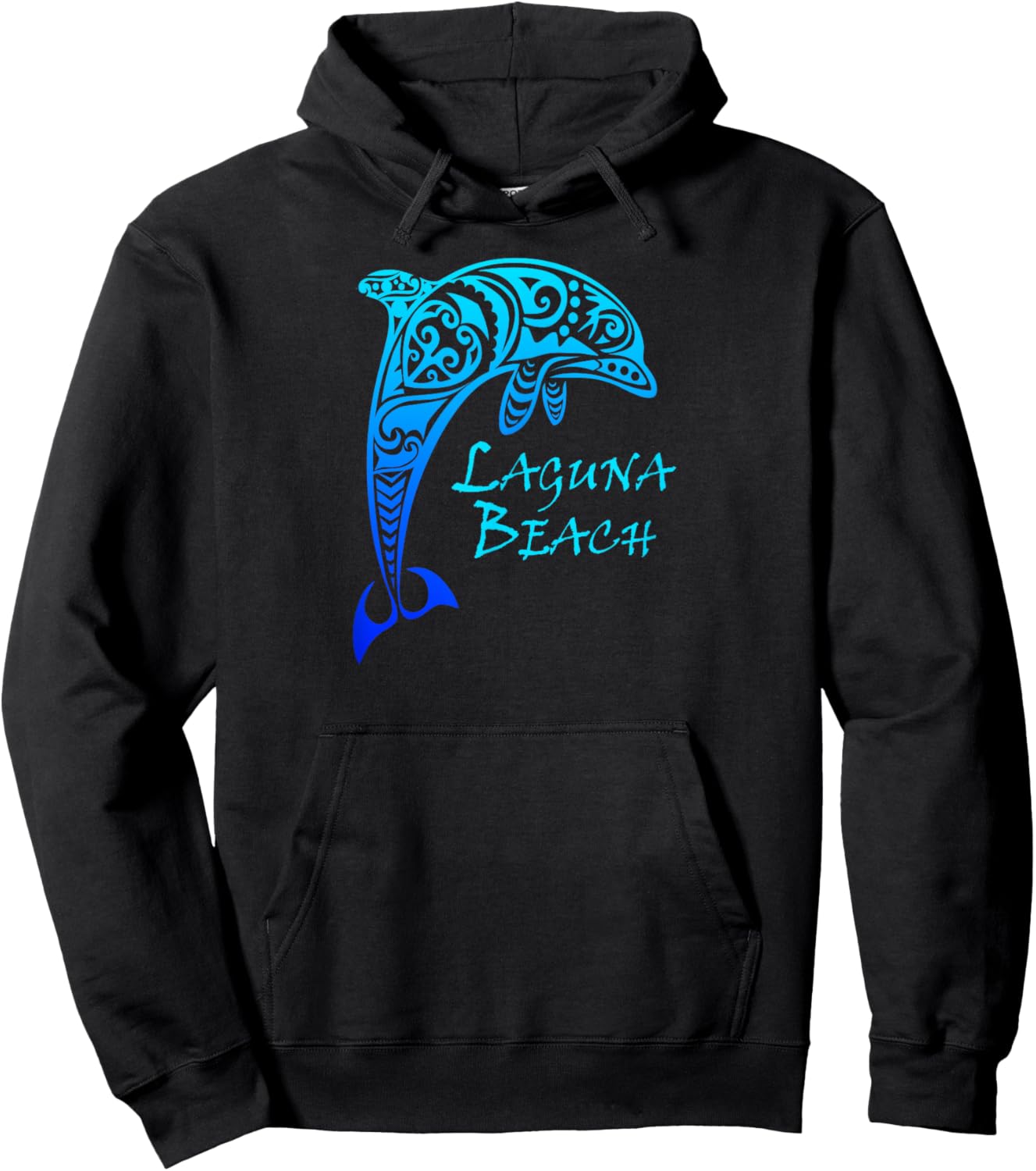 Laguna Beach, California Vintage Retro Tribal Dolphin Women Kids Hoodie - Hoodie | Black