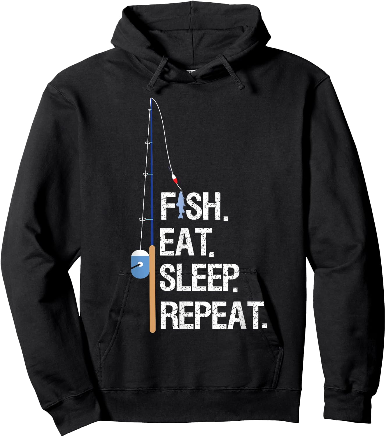 Fish Eat Sleep Repeat Funny Fishing Humor Gift Hoodie - Hoodie | Black