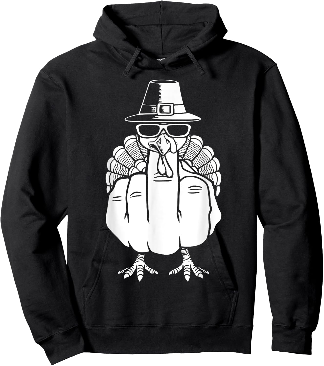 Turkey Middle Finger Adult Anti Social Thanksgiving Hand Hoodie - Hoodie | Black