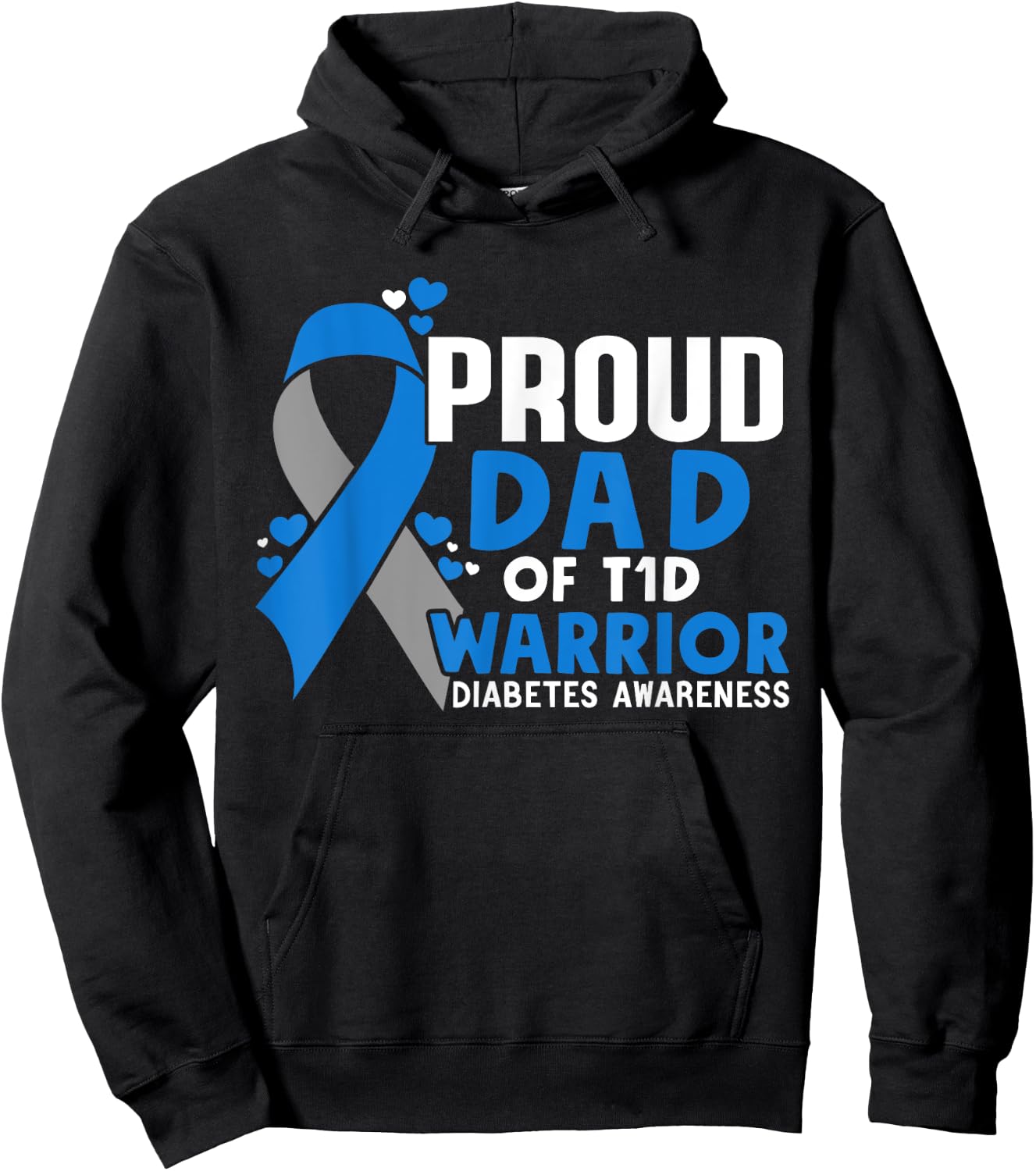 T1D Proud Dad Diabetes Awareness Type 1 Hoodie - Hoodie | Black