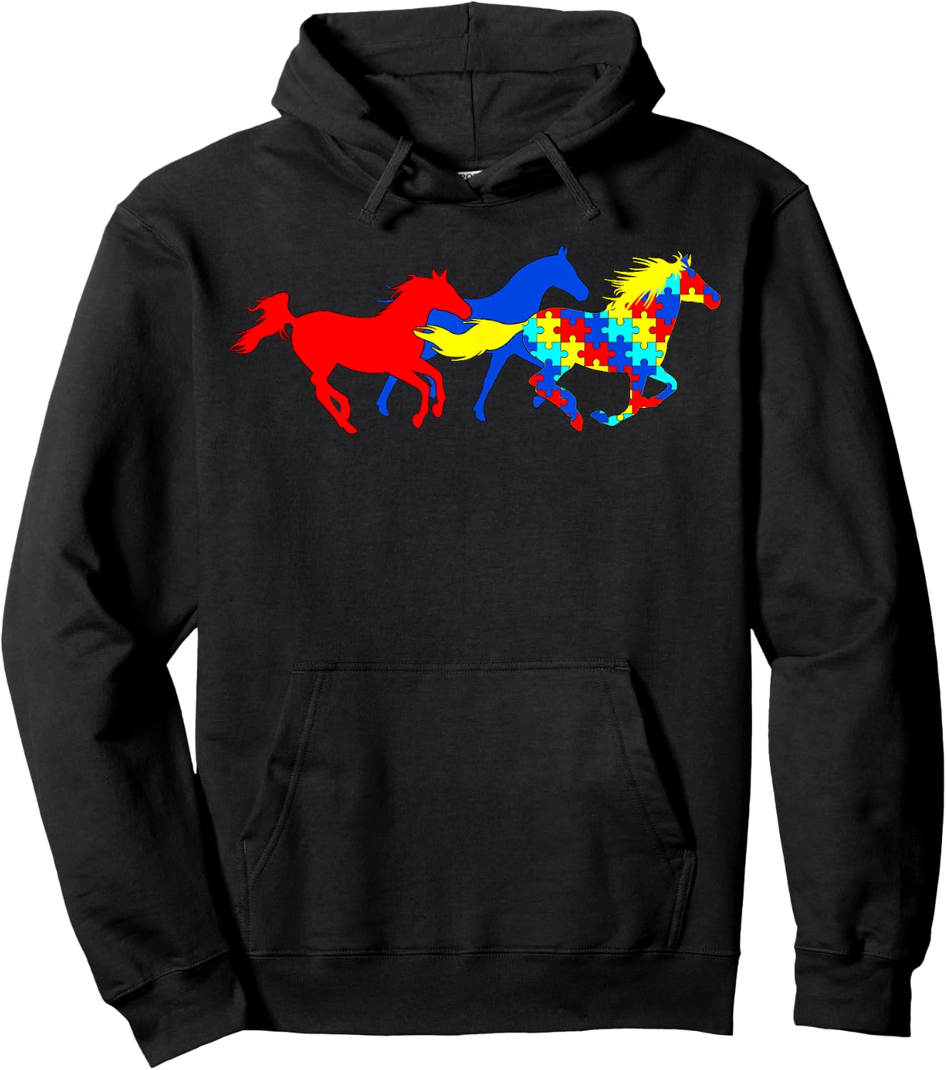 Autism Awareness Various Horses Hoodie - Hoodie | Black