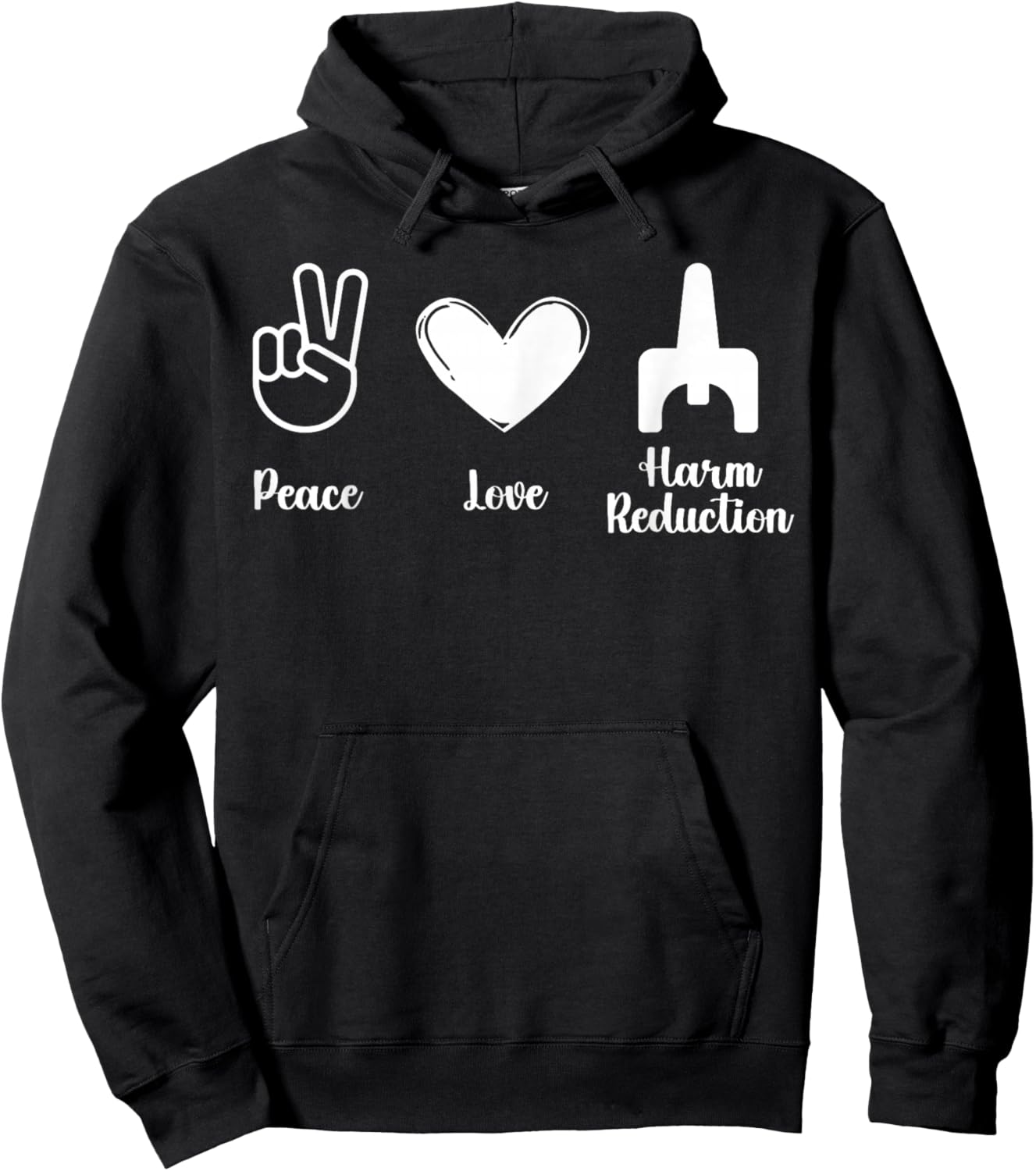 Retro Peace Love Harm Reduction Overdose Awareness Nurse Hoodie - Hoodie | Black