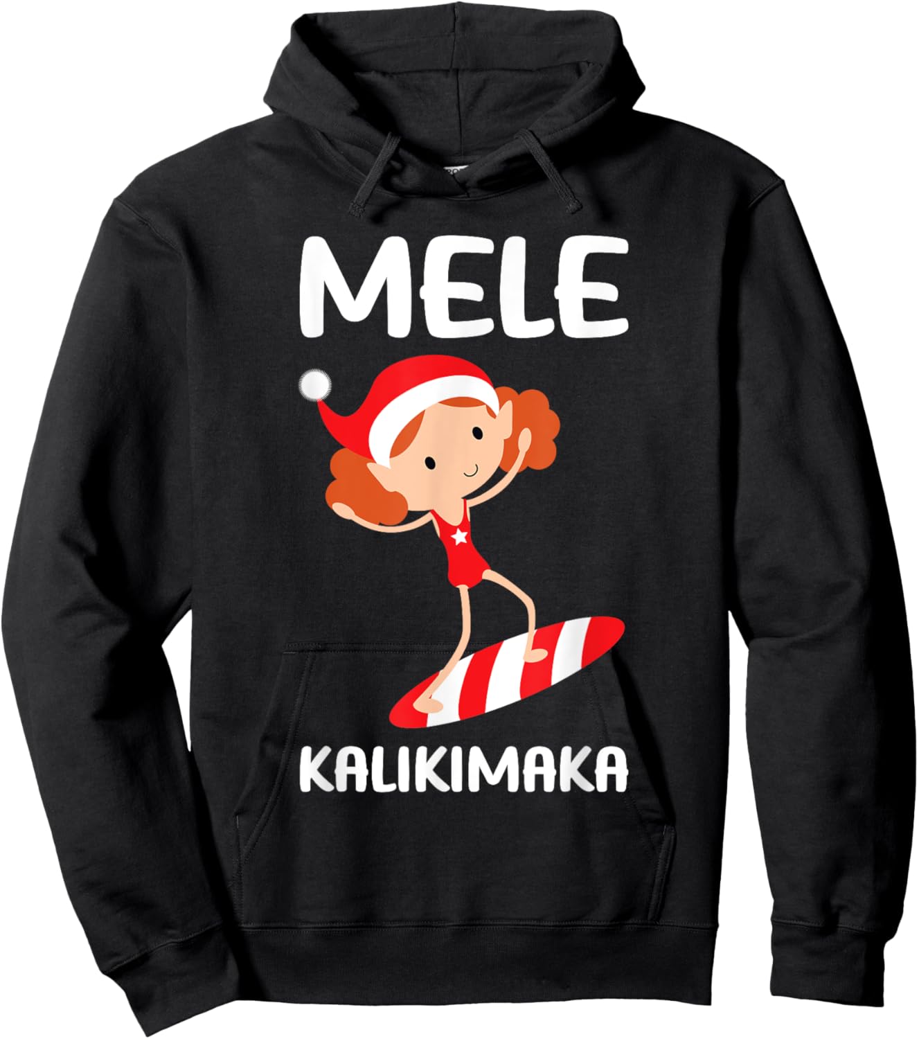 Mele Kalikimaka Hawaiian Christmas Surfing Kids Girls Hawaii Hoodie - Hoodie | Black