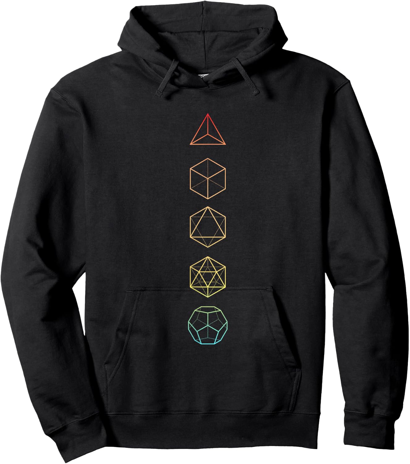 Rainbow Platonic Solids - Sacred Geometry Hoodie - Hoodie | Black