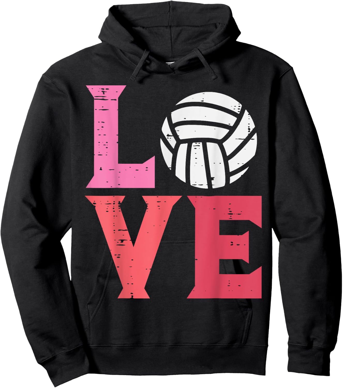 Pink Love Volleyball Cute Sports Coach Player Men Women Kids Hoodie - Hoodie | Black