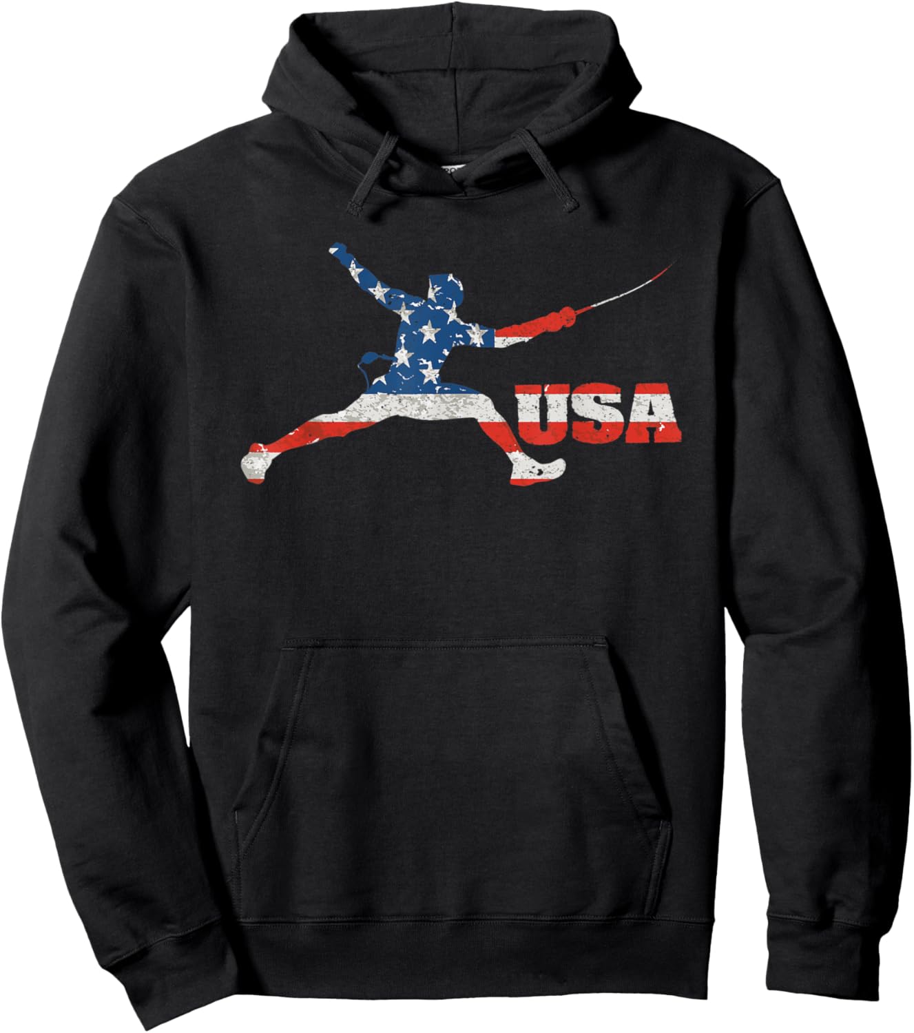 Fencing USA team American flag US Fencers epee men women Hoodie - Hoodie | Black