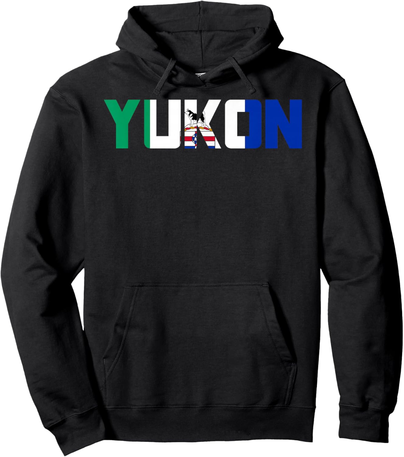 Canadian Yukon Territory Flag Proud Canada Husky Sled Dog Hoodie - Hoodie | Black