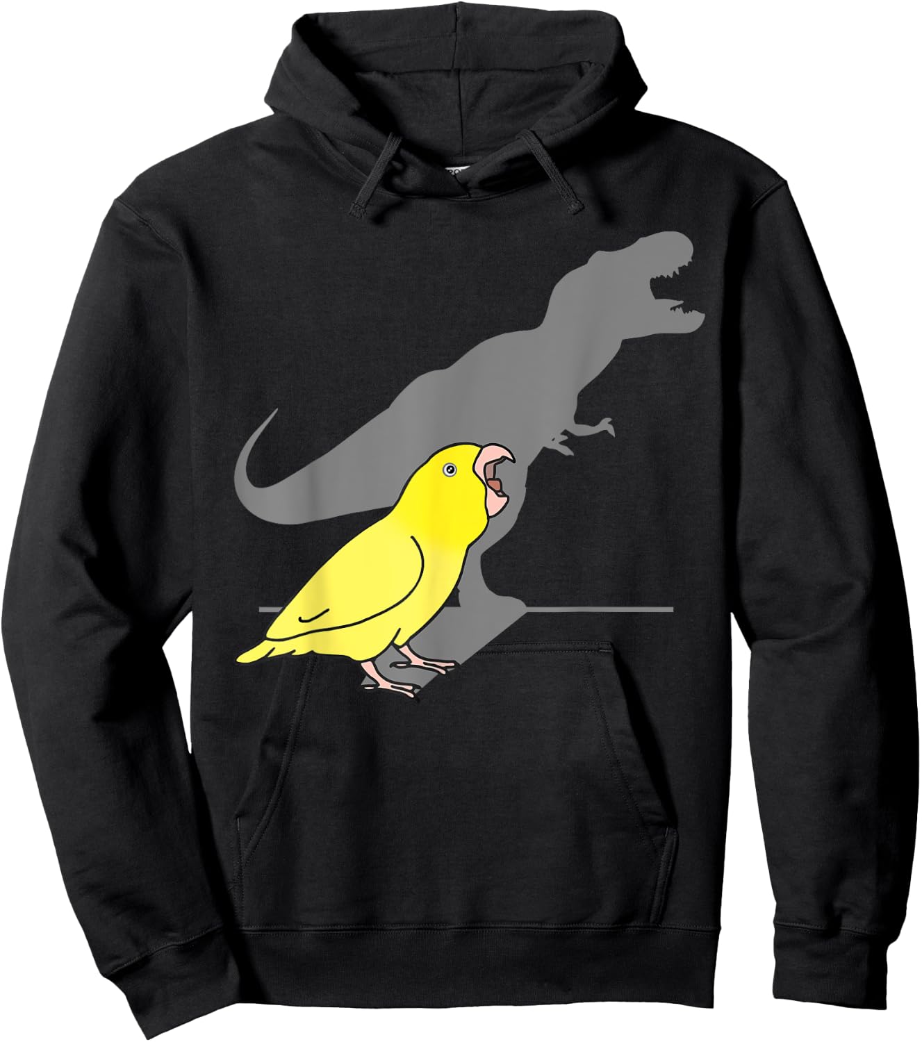 Cute Dinosaur parrot, Funny Bird, T-rex yellow parrotlet Hoodie - Hoodie | Black