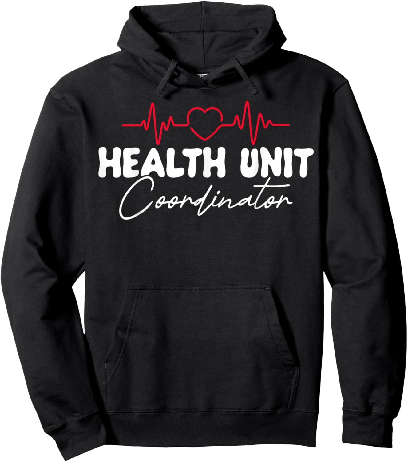 Cute Health Unit Coordinator Appreciation Heart Hoodie - Hoodie | Black