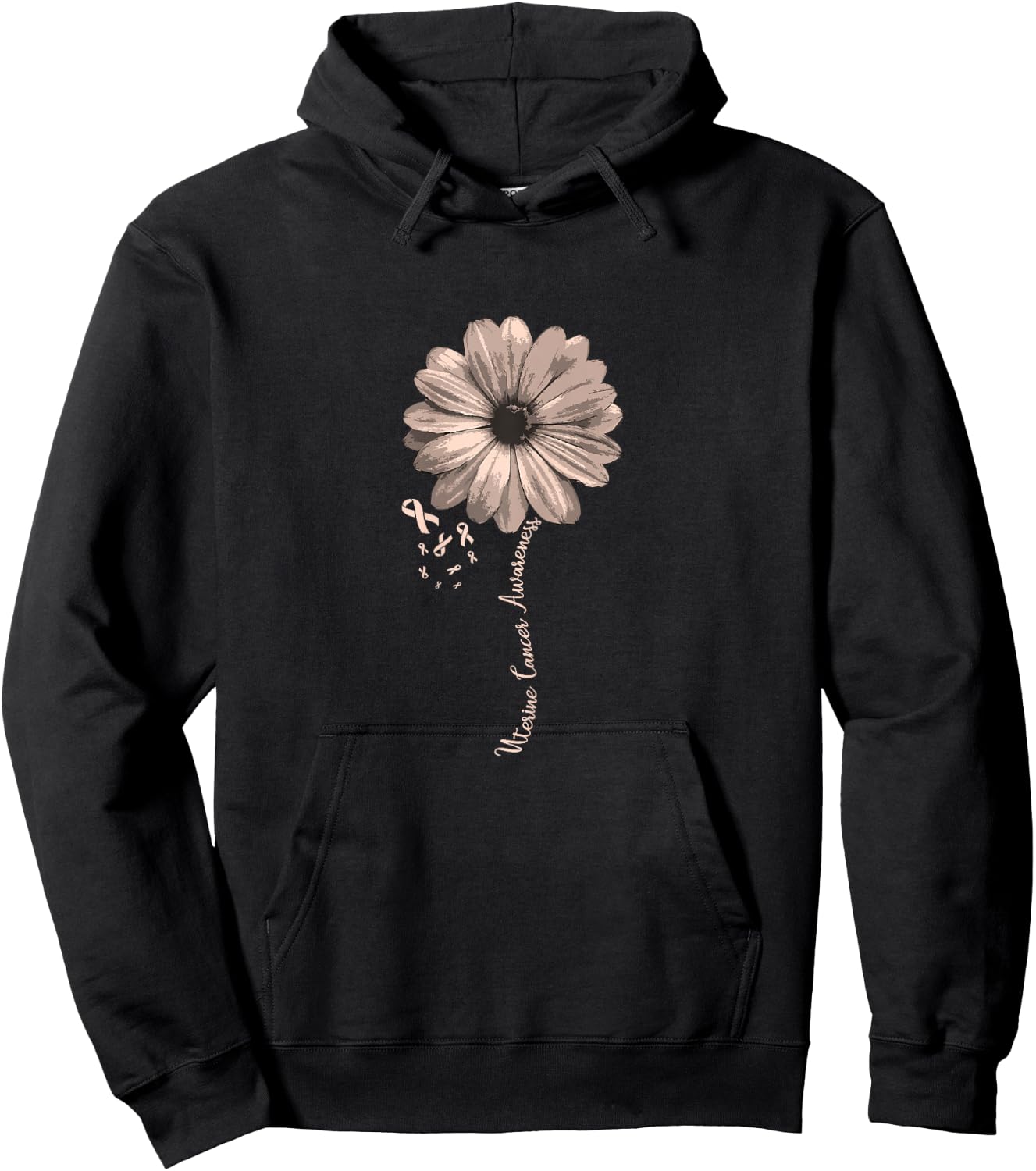 Uterine Cancer Awareness Family Survivor Pretty Gift Hoodie - Hoodie | Black