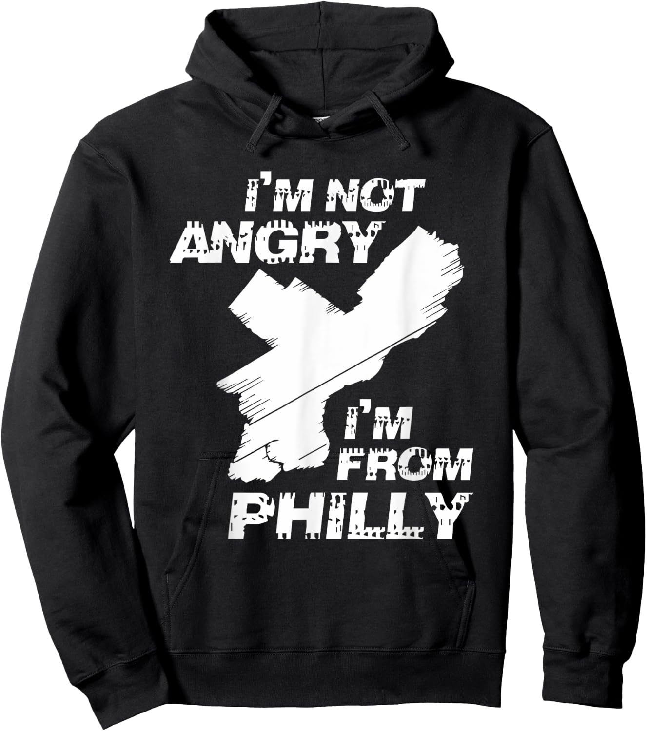 Modern I'm Not Angry I'm From Philly Adult Black Small Hoodie - Hoodie | Black