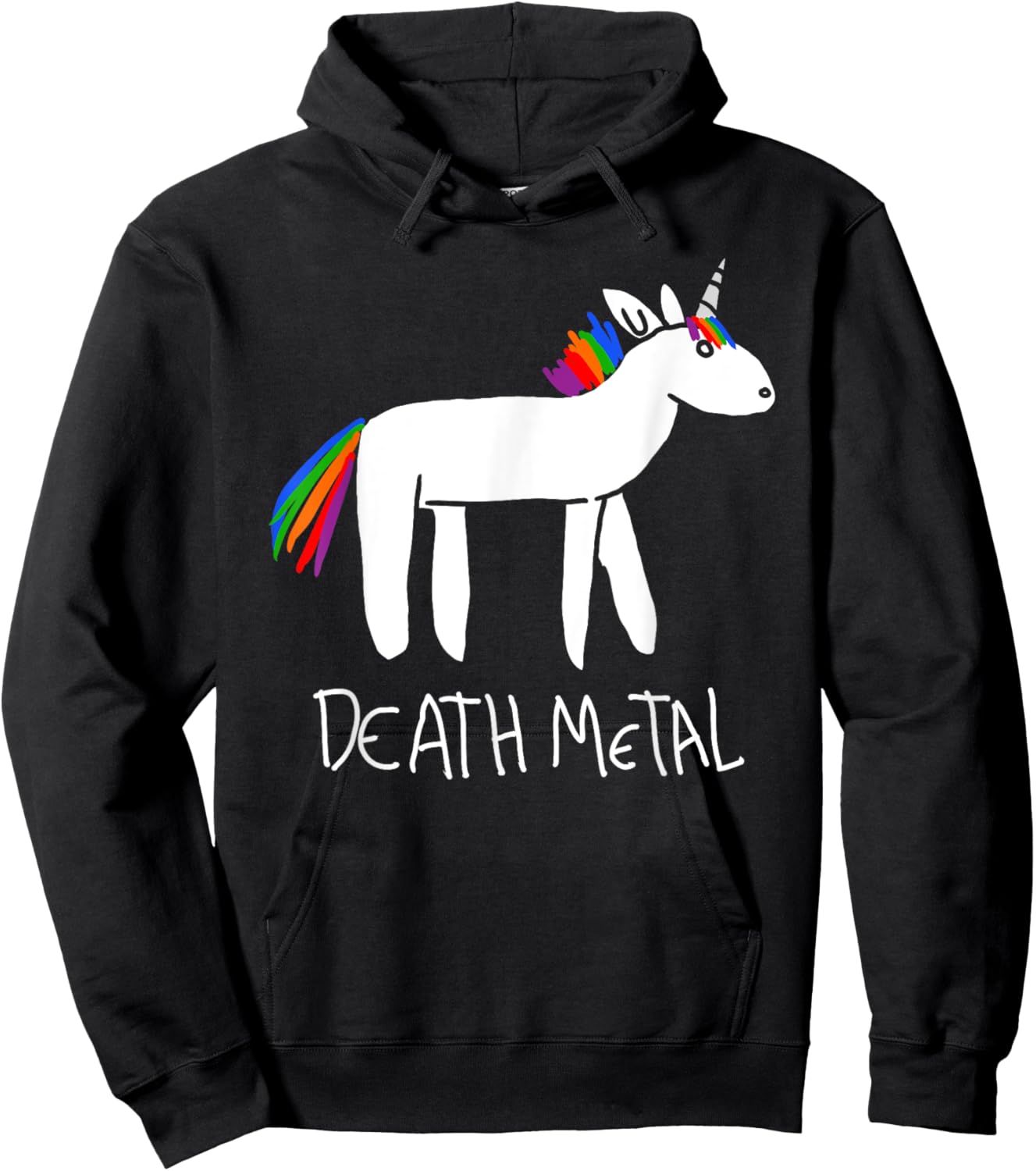 Death Metal Unicorn Funny Goth Kidcore Meme Sarcastic Ironic Hoodie - Hoodie | Black