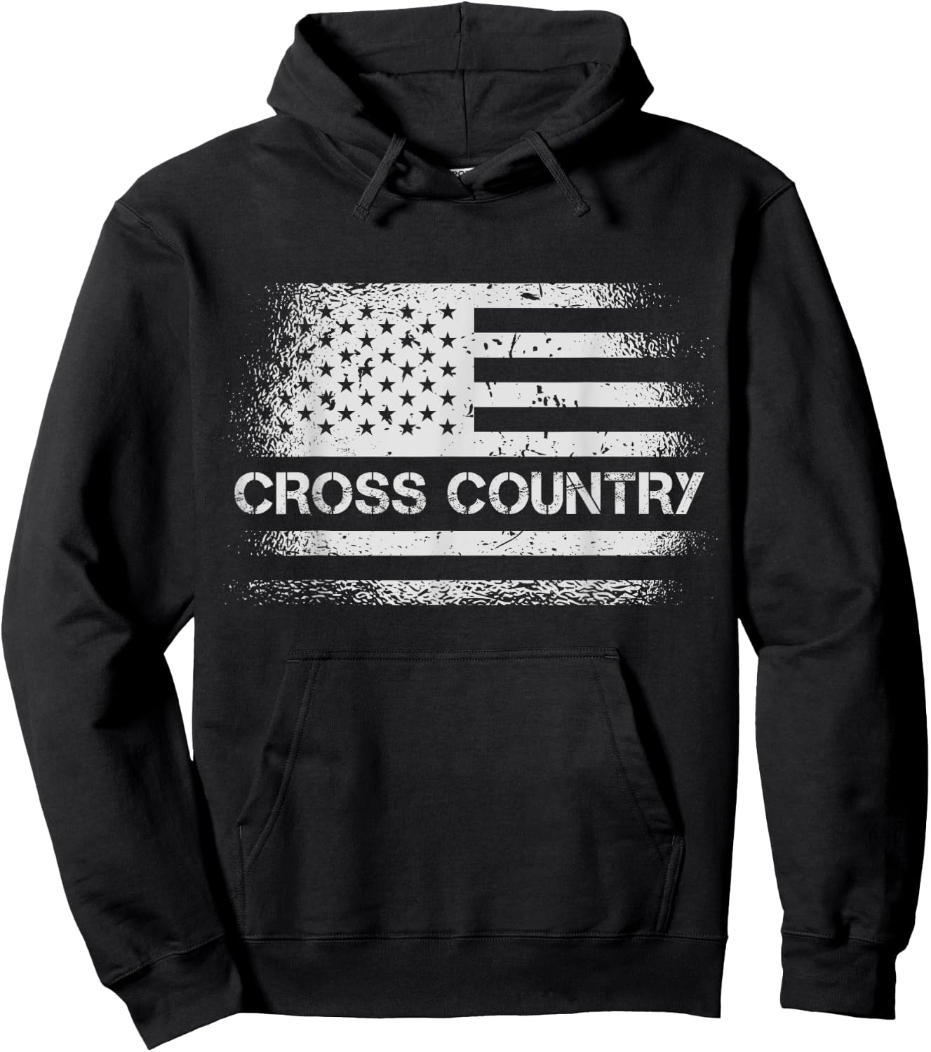 USA Flag Cross Country - American US Cross Country Running Women Girls Kids Men Hoodie - Hoodie | Black