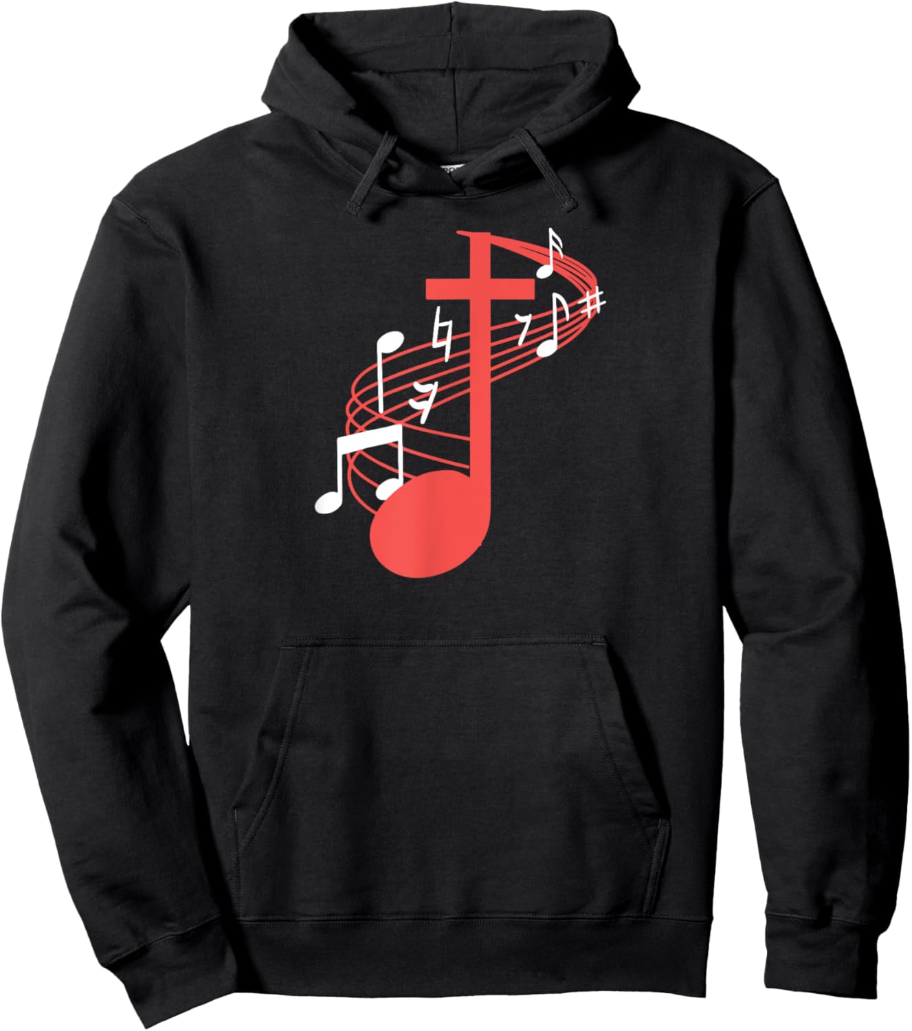 melodious Notes Cross, Jesus Church Music Choir Hoodie - Hoodie | Black