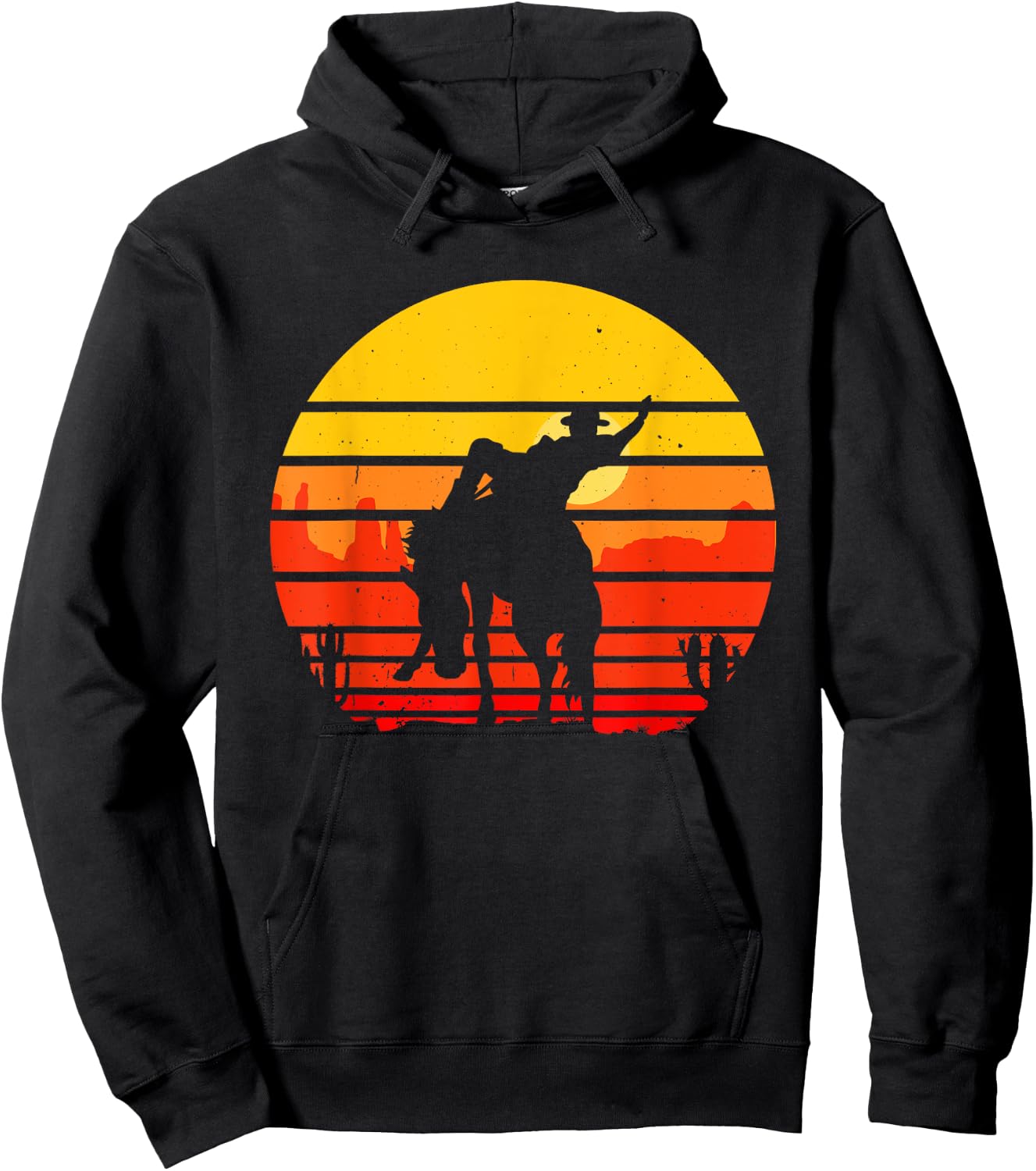 Retro Horse Riding Cowboy Vintage Western Country Horse Hoodie - Hoodie | Black