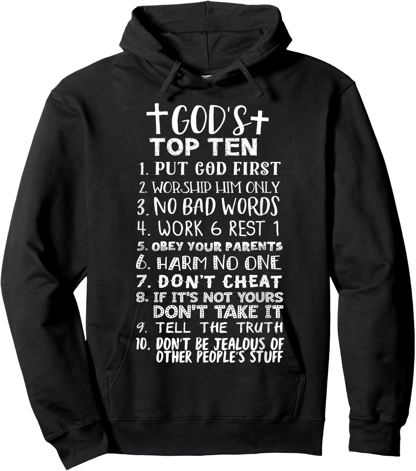 God's Top Ten 10 Commandments Jesus Christian Bible Verse Hoodie - Hoodie | Black