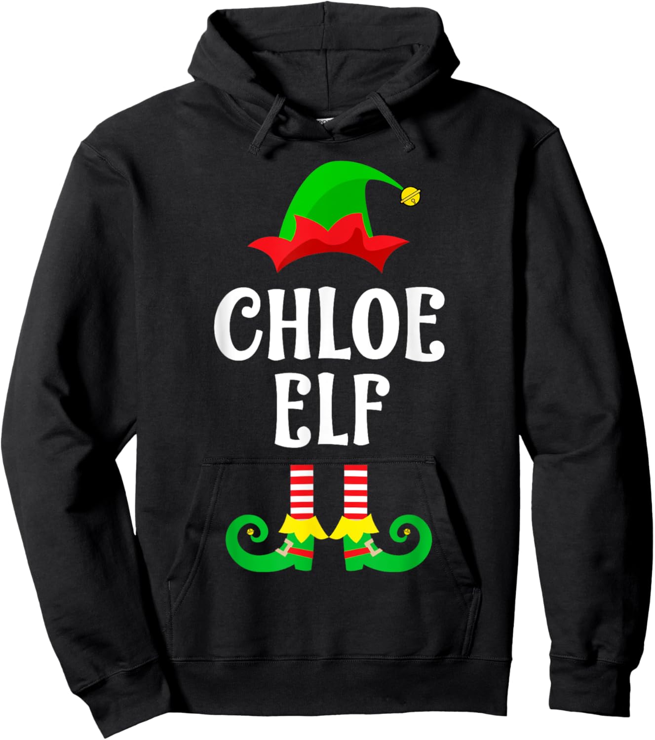 Chloe Elf Personalized Name Christmas Family Matching Hoodie - Hoodie | Black