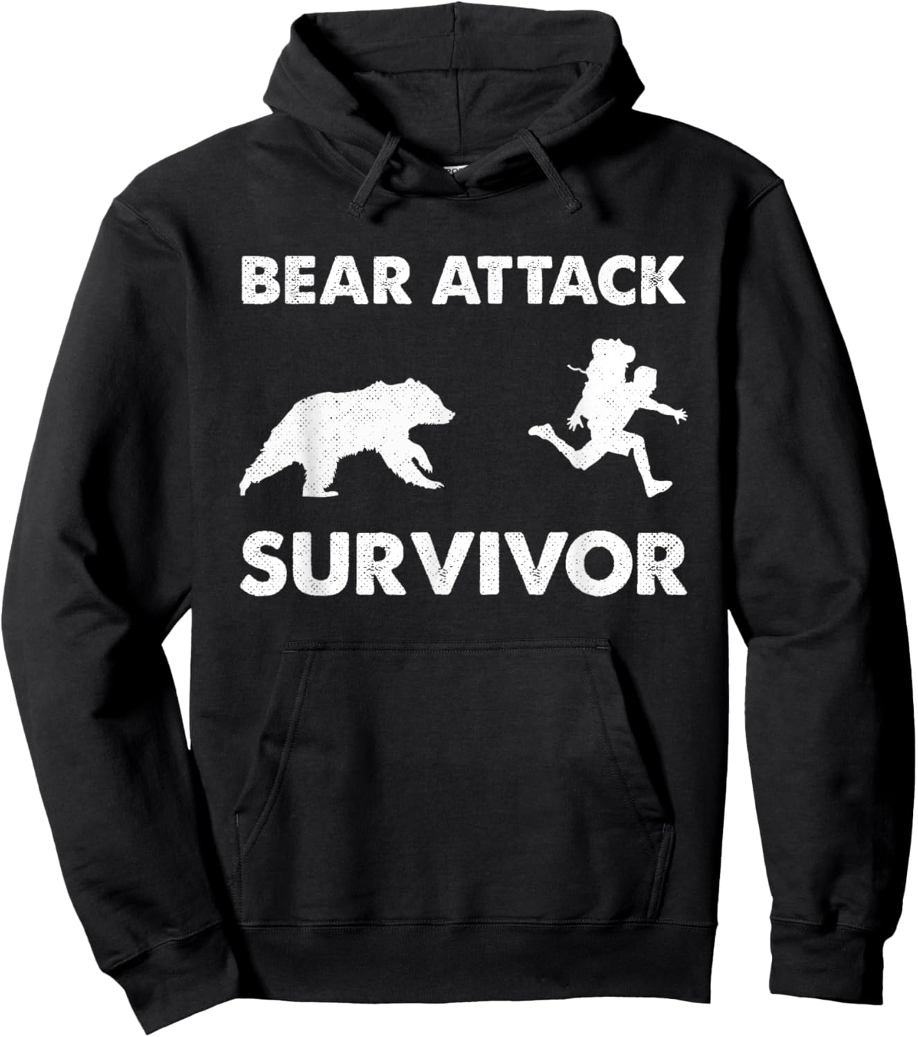 Bear Attack Survivor Funny Retro Outdoors Hiker Comper Biker Hoodie - Hoodie | Black