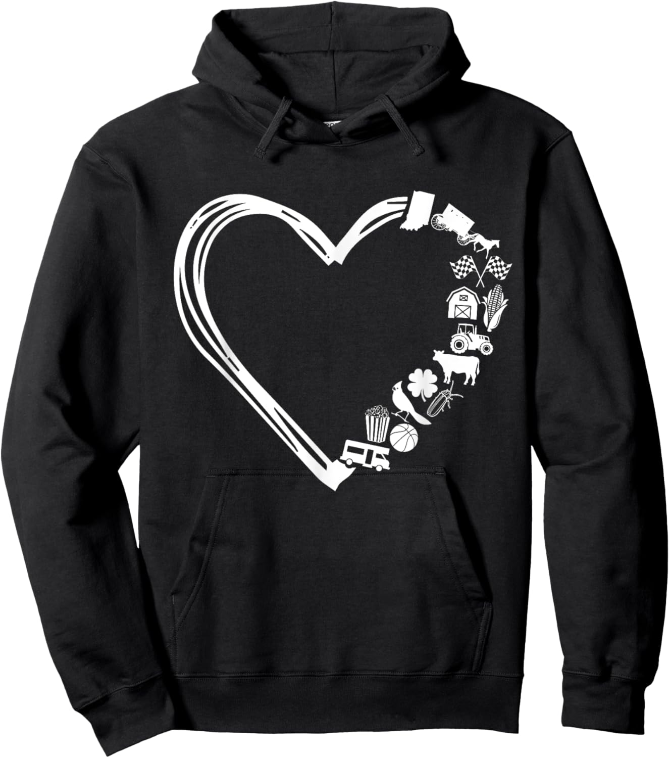 I Love the State of Indiana Heart Hoodie - Hoodie | Black