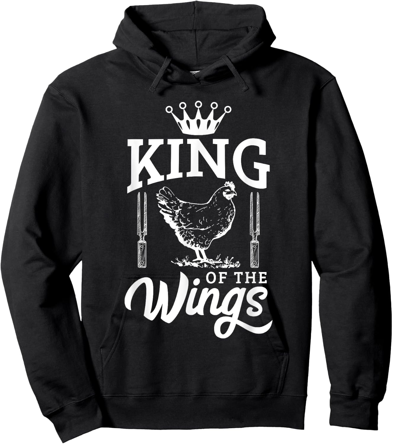 King of the Wings Funny Chicken BBQ Barbecue Hoodie - Hoodie | Black