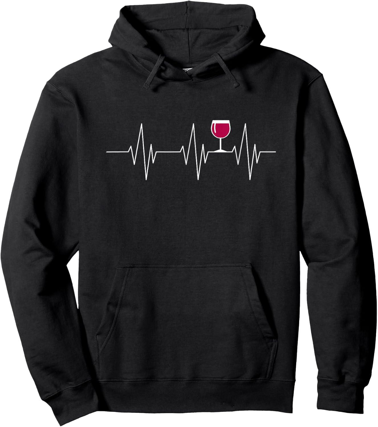 Funny Wine Heartbeat Wine Drinking Wine Lovers Gag Gift Hoodie - Hoodie | Black