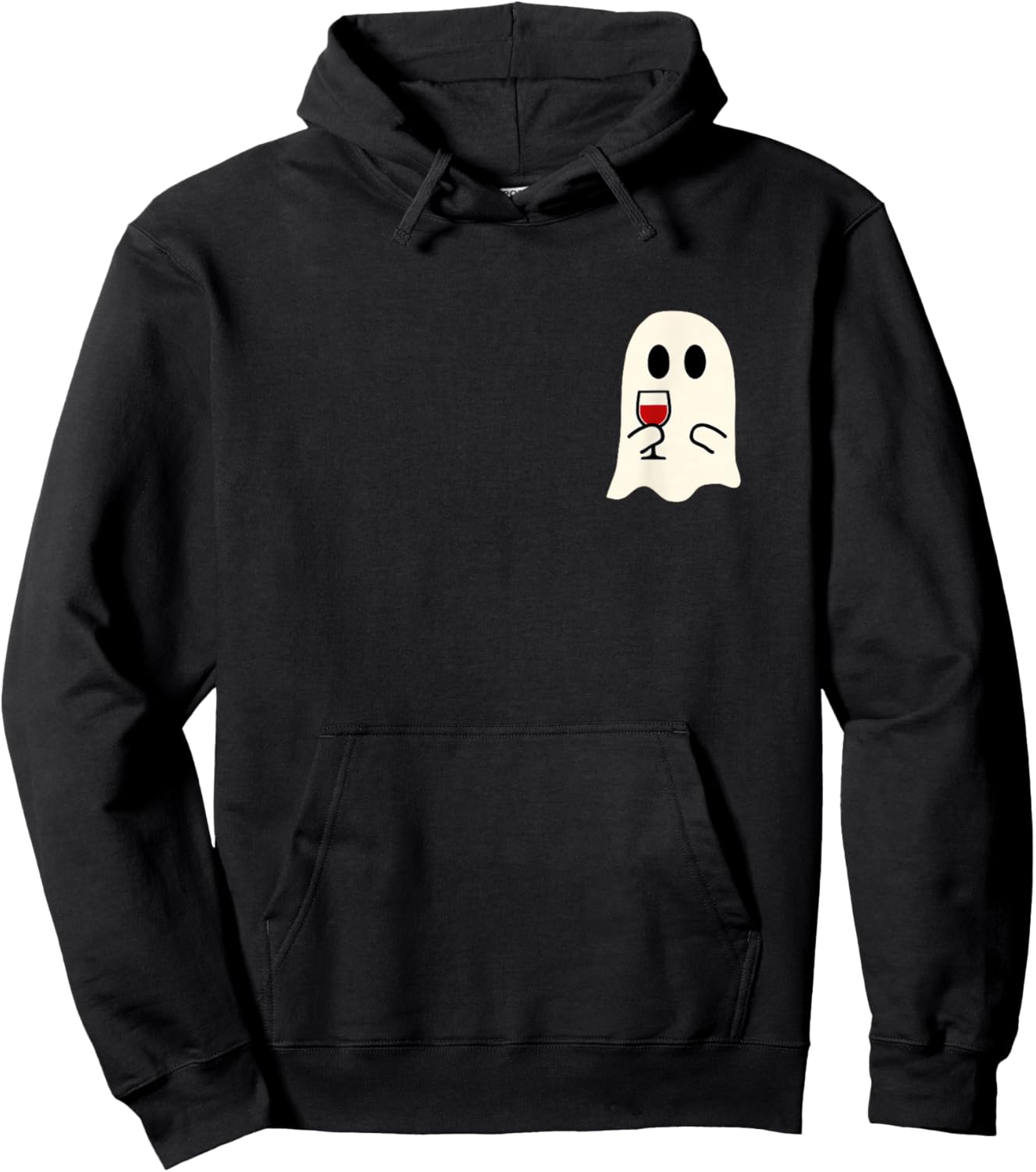Cute Little Ghost Red Wine Glass Halloween Hoodie - Hoodie | Black
