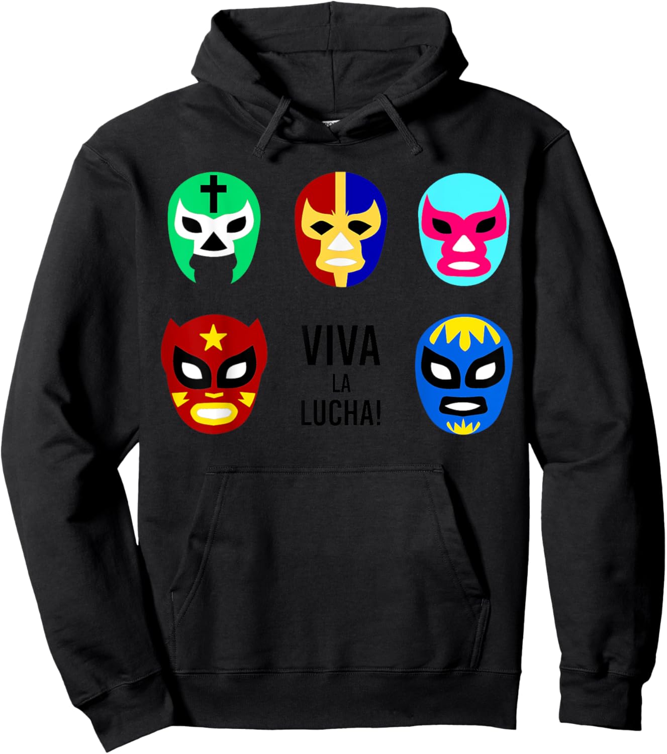 Lucha Libre Viva La Lucha Masks Mexican Wrestling Wrestler Hoodie - Hoodie | Black