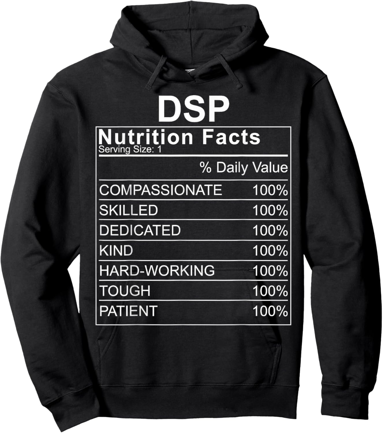 DSP Nutrition Facts Direct Support Professional Hoodie - Hoodie | Black