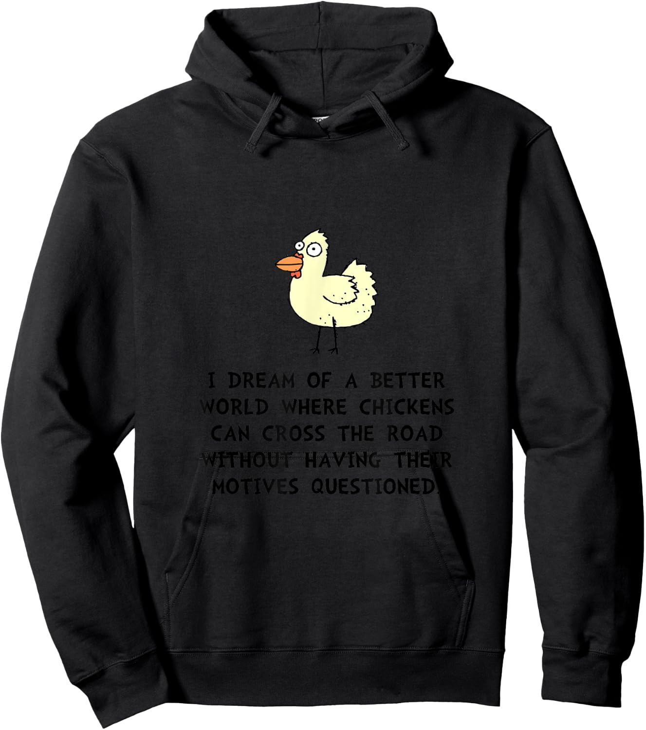 Chicken Cross Road Motives Funny Hoodie - Hoodie | Black