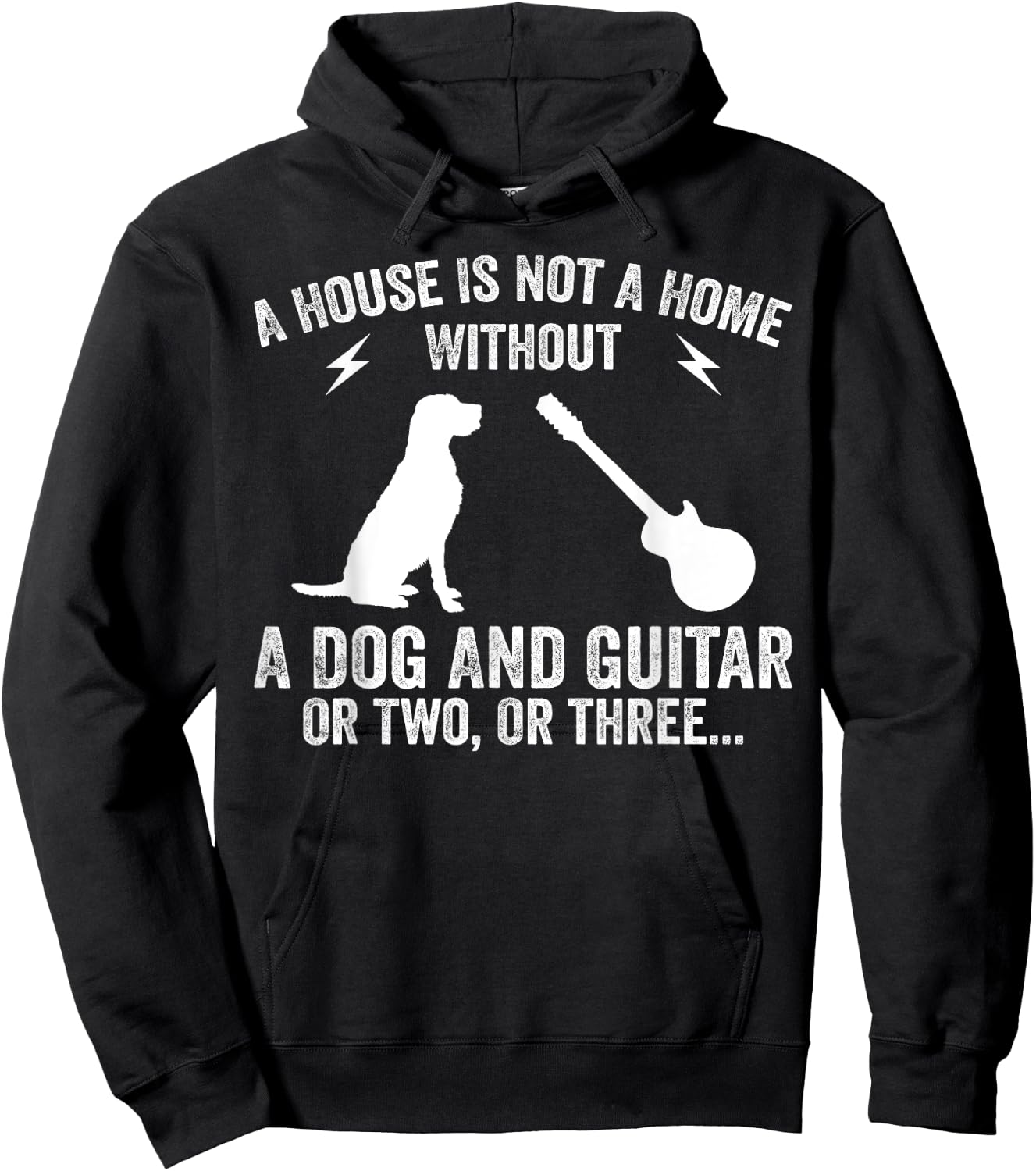 A House Is Not A Home Without A Dog And Guitar Or Two Hoodie - Hoodie | Black