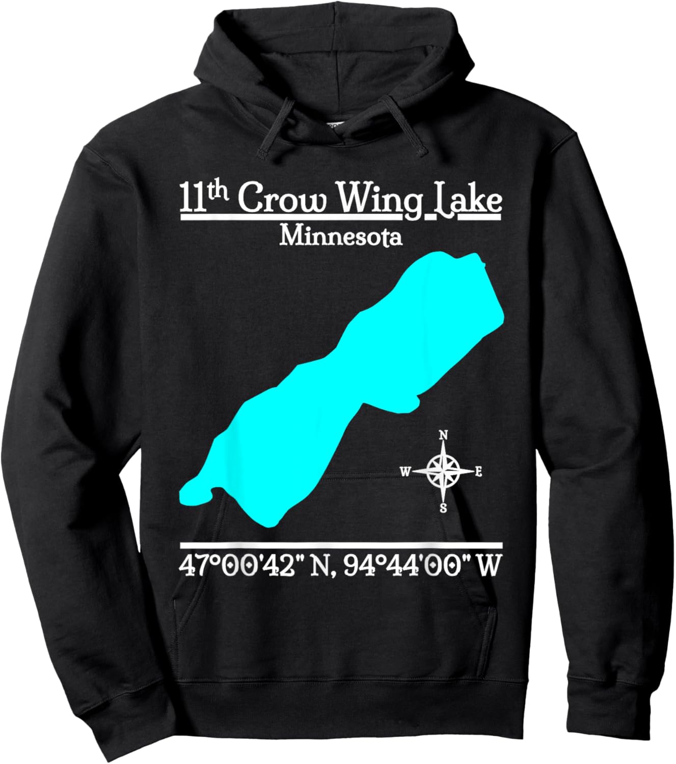 Eleventh Crow Wing Lake - Minnesota Hoodie - Hoodie | Black