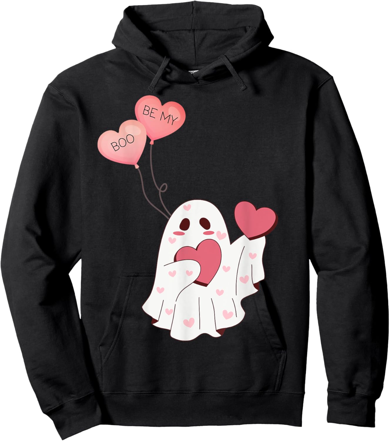 Valentine Ghost, Be my Boo, Hearts, Holiday Hoodie - Hoodie | Black