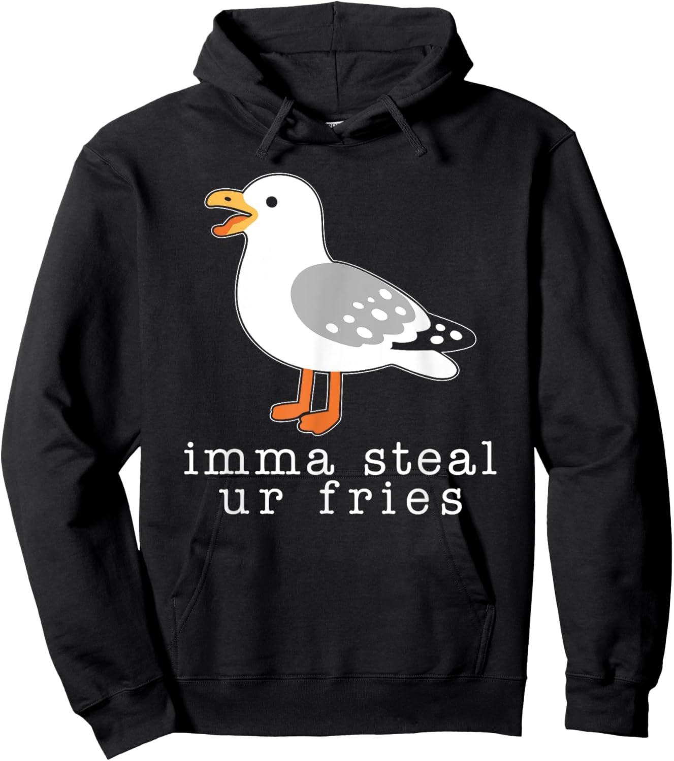 Imma Steal Ur Fries Women, Funny Cute Seagull Brid Meme Hoodie - Hoodie | Black