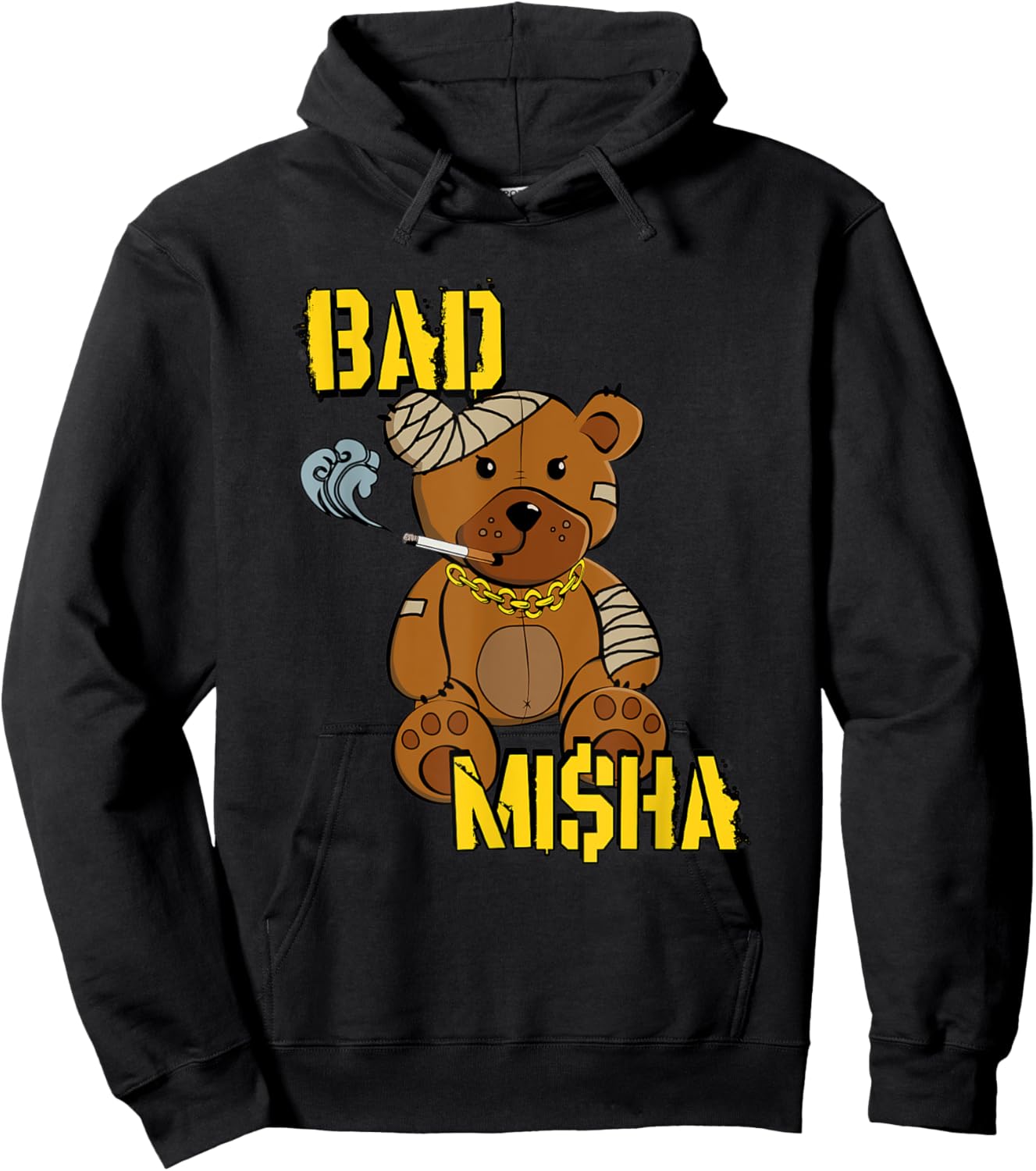 Bad Misha Bear Teddy Attitude Cool Cartoon Anime Kawaii Hoodie - Hoodie | Black
