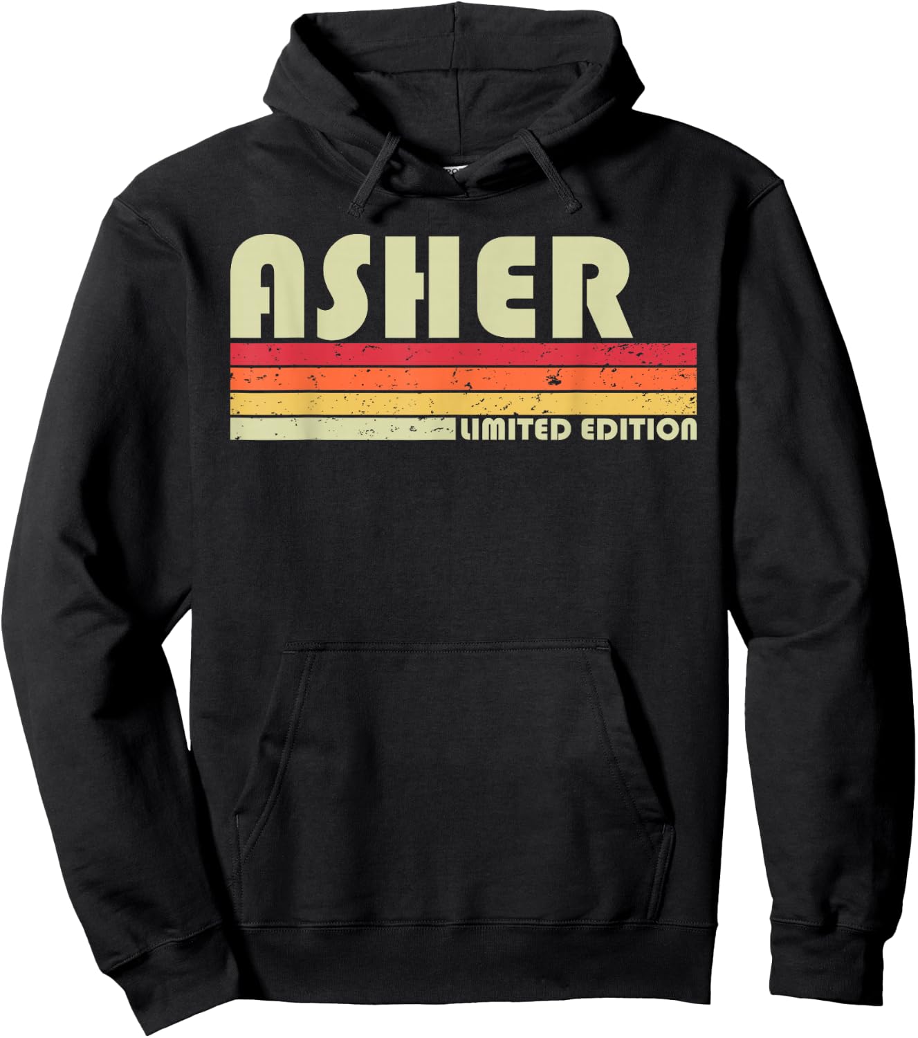 ASHER Gift Name Personalized Funny Retro Vintage Birthday Hoodie - Hoodie | Black