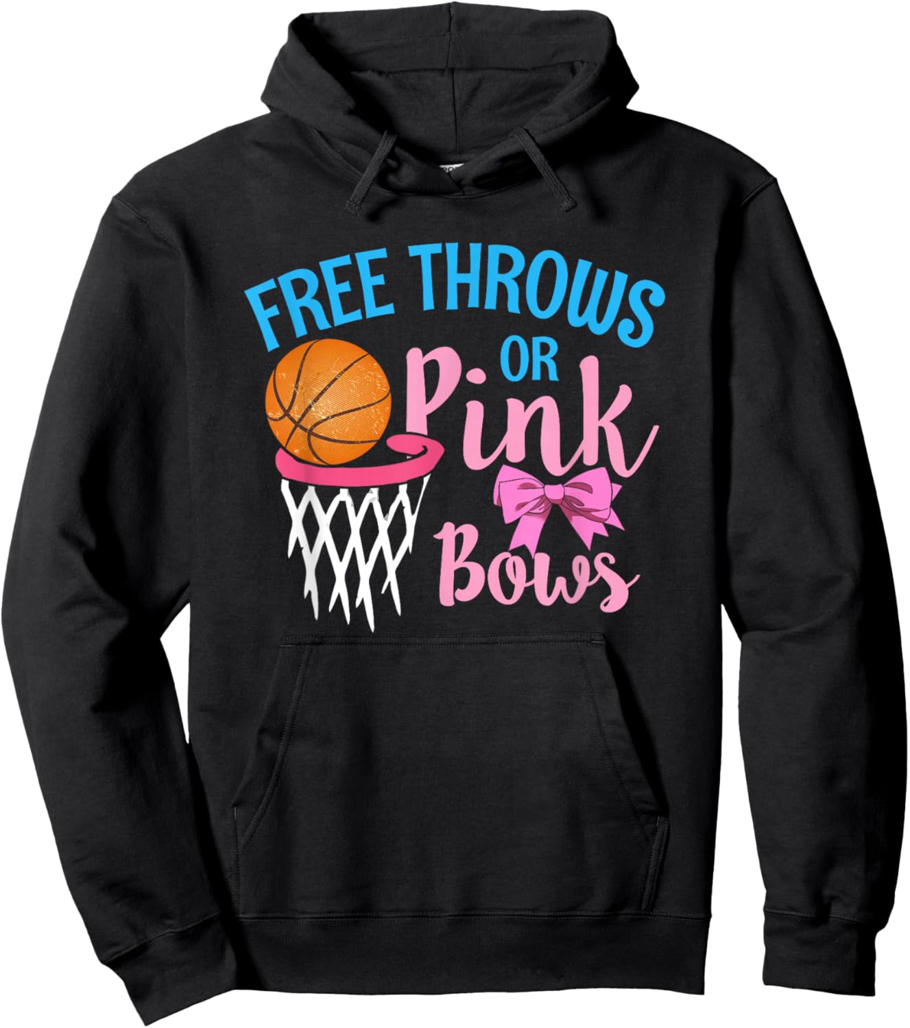 Free throws or Pink Bows Gender Reveal Cute Girl Hoodie - Hoodie | Black