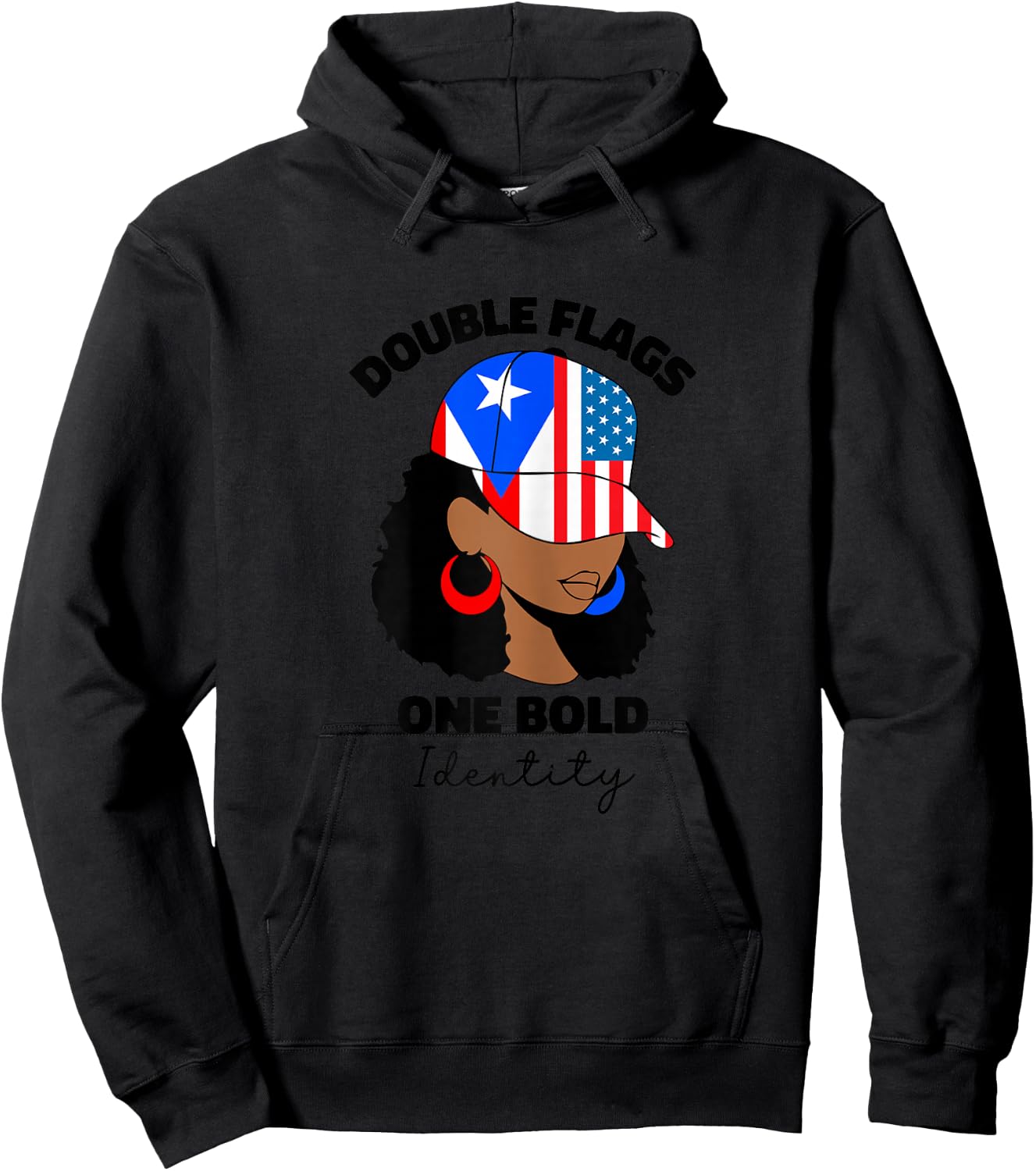 African American Puerto Rican Girl Afro Puerto Rico PR Flag Hoodie - Hoodie | Black