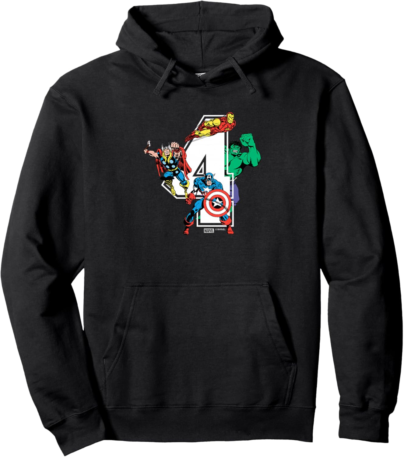 Kids Marvel - Avengers 4th Birthday Hoodie - Hoodie | Black