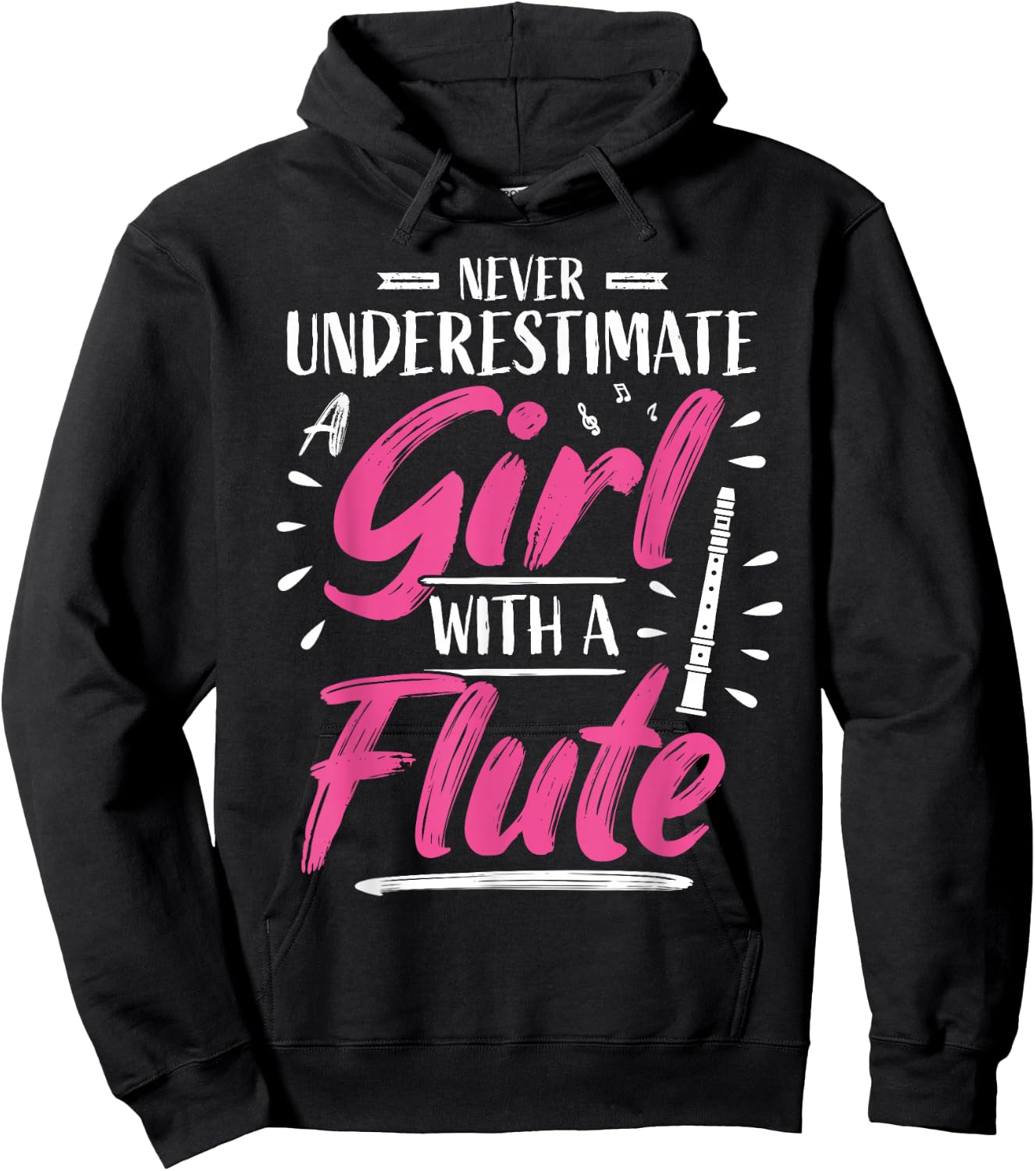 Girls Flute Player Flute Player Hoodie - Hoodie | Black