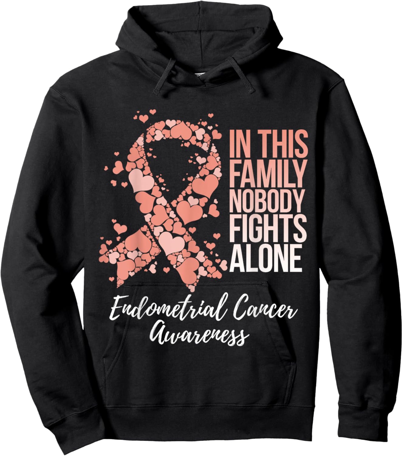 Family Support Endometrial Cancer Awareness Hoodie - Hoodie | Black
