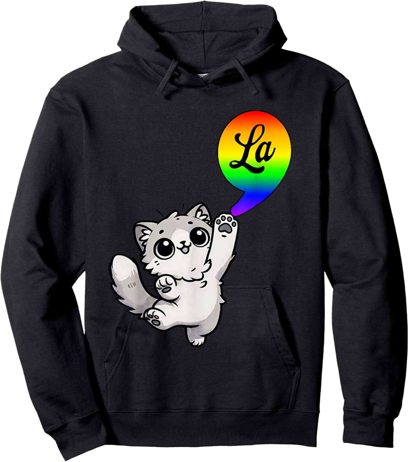 Comma-LA with cute cat Kamala Rainbow design Men Women Kids Hoodie - Hoodie | Black