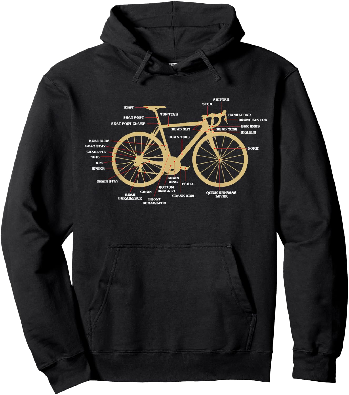 Bicycle Cycling Anatomy Road Bike Parts Biking Cyclist Hoodie - Hoodie | Black