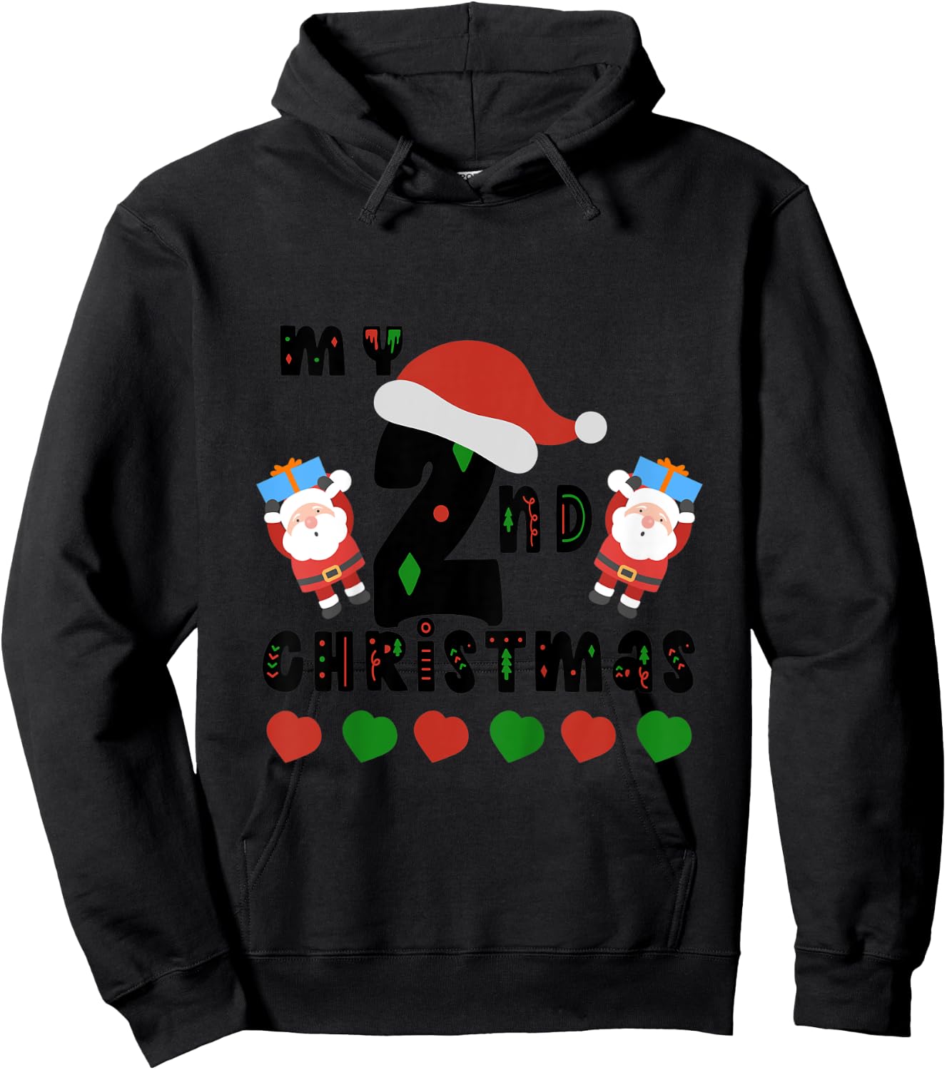 Kids My Second Christmas Baby Child 2nd Xmas Gift Hoodie - Hoodie | Black