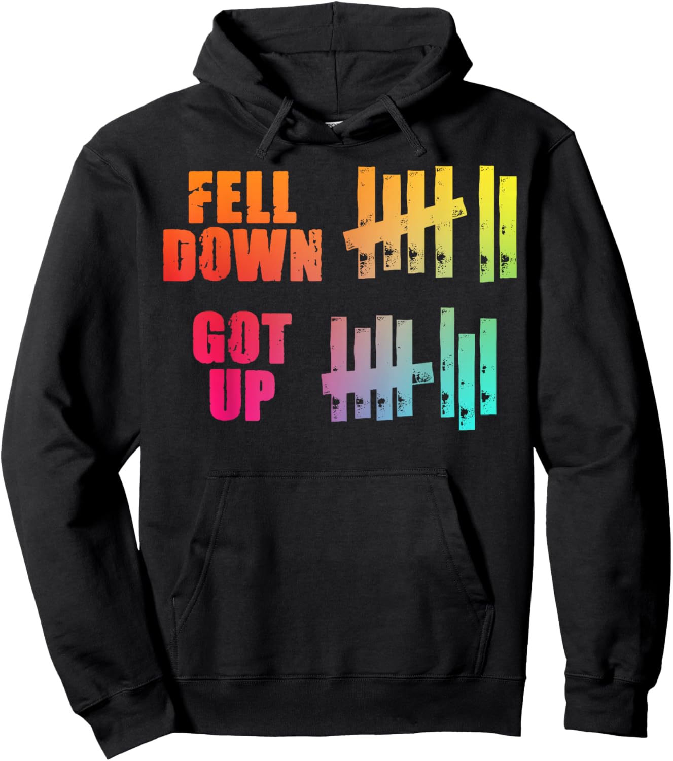 Fell Down Got Up Motivational Positivity Hoodie - Hoodie | Black