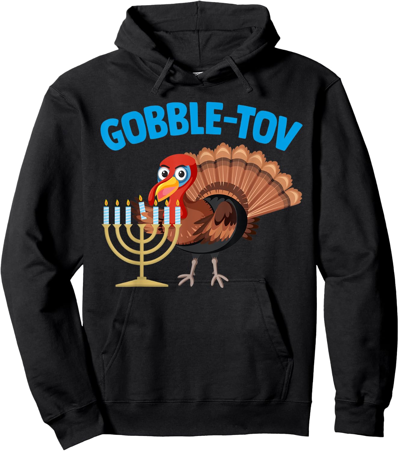 Gobble Tov Hanukkah Thanksgiving Holiday Jewish Jew Fun Gift Hoodie - Hoodie | Black