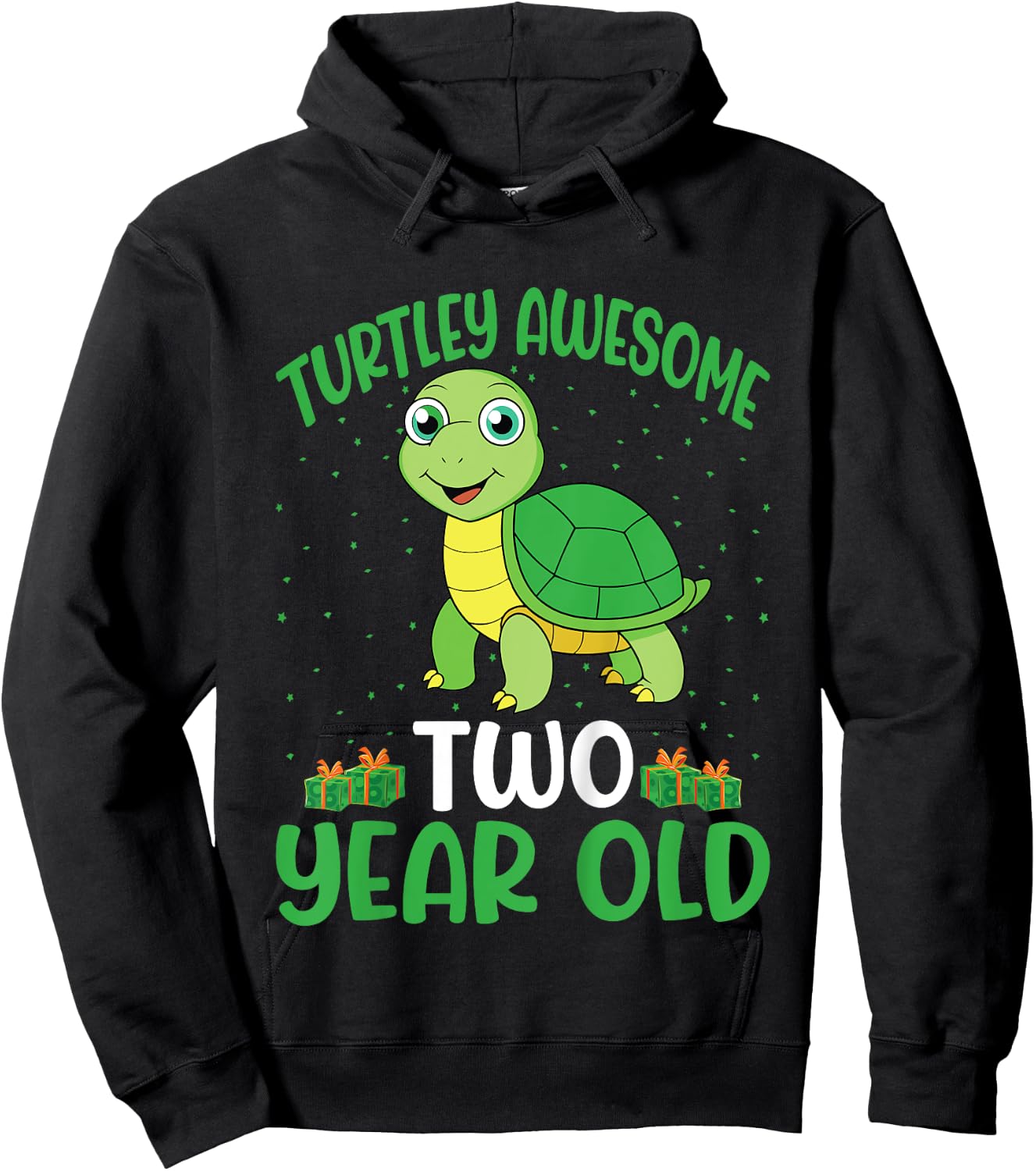 Kids Turtley Awesome Two Year Old Cute Turtle 2nd Birthday Kids Hoodie - Hoodie | Black
