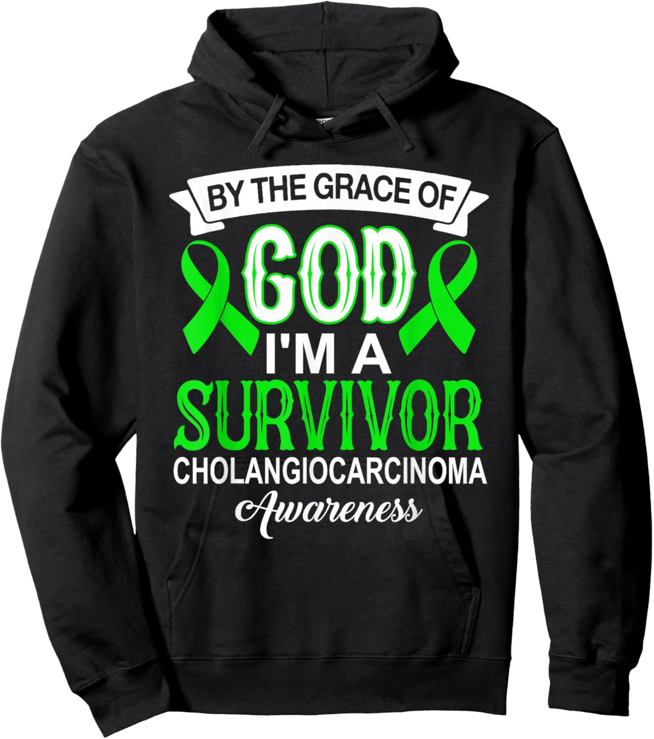 I’m A Survivor Cholangiocarcinoma Awareness Green Ribbon Hoodie - Hoodie | Black