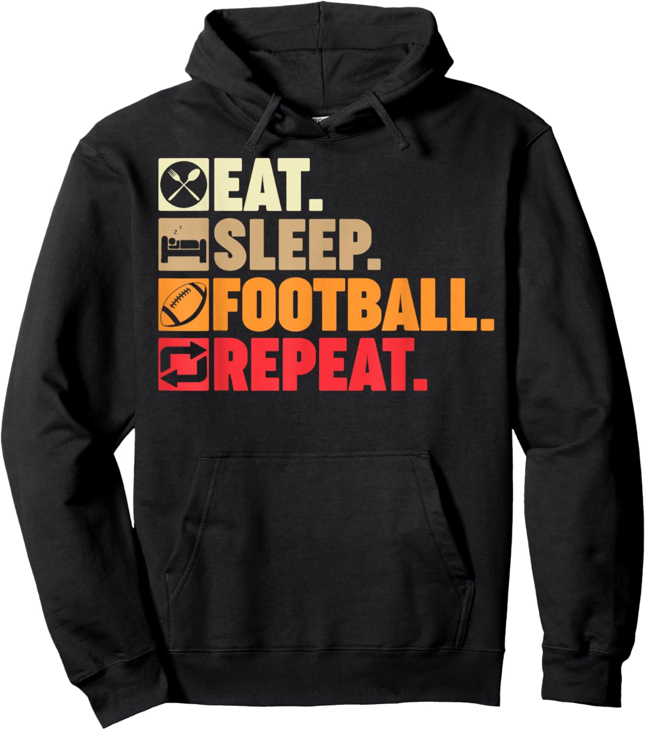 Eat Sleep Football Repeat Boys Men Women Coach Player Fans Hoodie - Hoodie | Black
